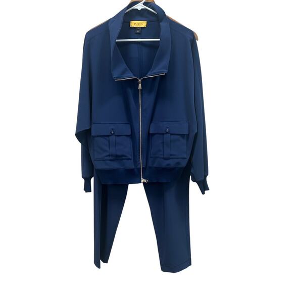 St John Blue Zip Up Jacket/Pant set size M - Picture 1 of 7